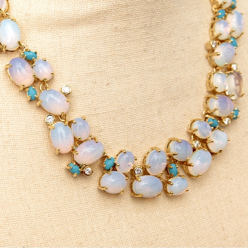 Real Collectibles by Adrienne cabachon necklace blue stones & faux diamonds - Picture 13 of 16
